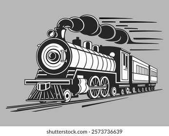 Vintage Steam Train Illustration: Perfect for Transportation Art Enthusiasts