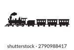 Vintage steam train silhouette vector icon isolated on white background locomotive with passenger carriages