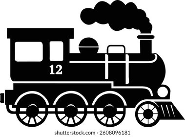 Vintage Steam Train Vector Icon, Emphasize that it's a vintage or retro steam train.