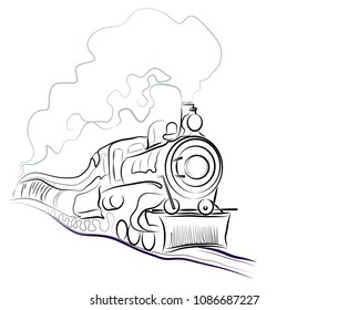 Vintage Steam Train Vector Illustration Black Stock Vector (Royalty ...