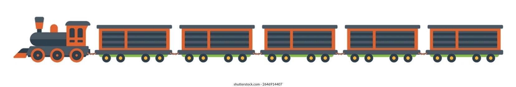 A vintage steam train vector with realistic details, perfect for nostalgic projects and historical themes.