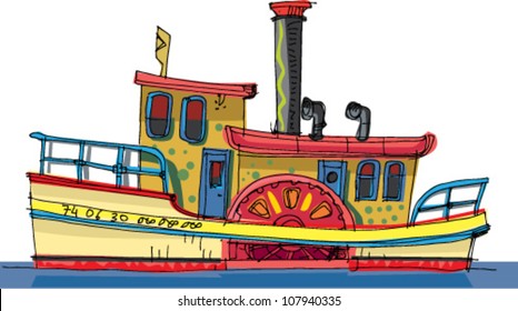 vintage steamer - cartoon