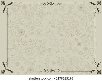 Vintage steampunk frame backgrounds, menu with cogs and gears on canvas paper
