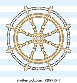 Vintage steering wheel. Highly detailed vector illustration
