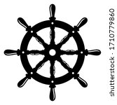 Vintage Steering wheel. Ship Steering Wheel Vector Icon, isolated on white, vector illustration