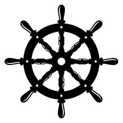 Vintage Steering wheel. Ship Steering Wheel Vector Icon, isolated on white, vector illustration