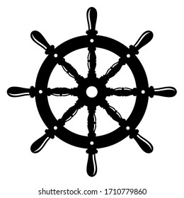 Vintage Steering wheel. Ship Steering Wheel Vector Icon, isolated on white, vector illustration