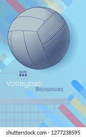 Vintage stencil art volley ball on dynamic colorful background template layout artwork