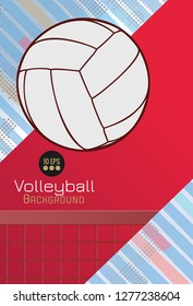 Vintage stencil art volley ball on dynamic colorful background template layout artwork