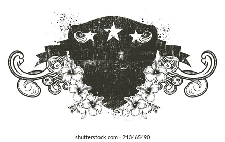 vintage stencil shield with flowers