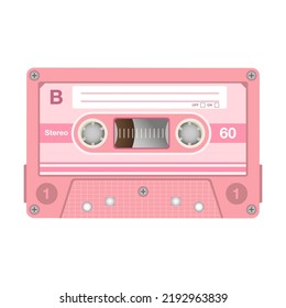 Vintage Stereo Cassette Flat Icon. Old School Media Equipment Isolated Vector Illustration. Outdated Technology And Music