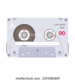 Vintage Stereo Cassette Flat Icon. Retro Audio Tape, Old School Media Equipment Isolated Vector Illustration. Outdated Technology And Music