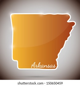 vintage sticker in form of Arkansas state, USA