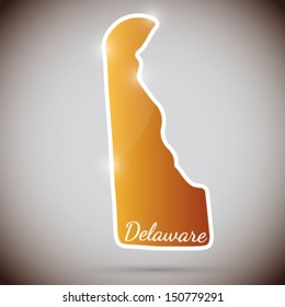 vintage sticker in form of Delaware state, USA