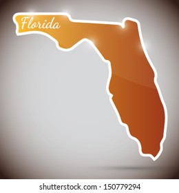 vintage sticker in form of Florida state, USA