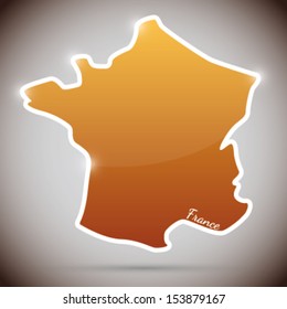 vintage sticker in form of France