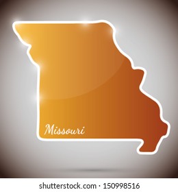 vintage sticker in form of Missouri state, USA