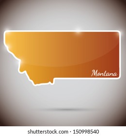 vintage sticker in form of Montana state, USA