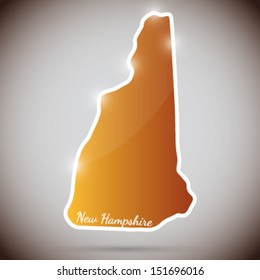 vintage sticker in form of New Hampshire state, USA 