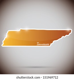 vintage sticker in form of Tennessee state, USA