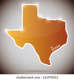 vintage sticker in form of Texas state, USA