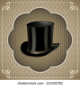 Vintage sticker with top hat. Vector illustration.