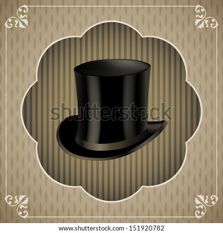 Vintage sticker with top hat. Vector illustration.