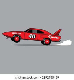 Vintage Stock Car Racing Is Ready To Race In Illustration Vector Style.