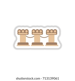 vintage stone fence balustrade. in paper sticker style