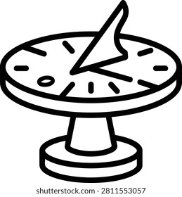 Vintage Stone Sundial Vector Illustration. Traditional garden timekeeping ornament with Roman numerals for measuring time by shadows.