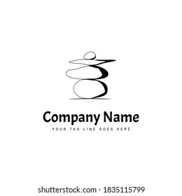 Vintage stone yoga logo vector illustration design