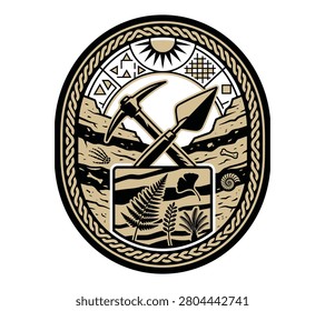 Vintage stonemason hammer chisel miner logo