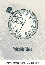 Vintage Stopwatch Hand Drawn Illustration