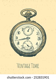 Vintage Stopwatch Hand Drawn Illustration