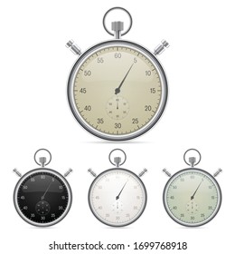 Vintage stopwatch vector illustration isolated on white background