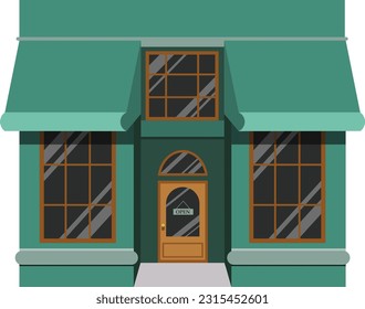 Vintage storefront.Classic building facade.Cafe building facade European city street building exterior vector illustration