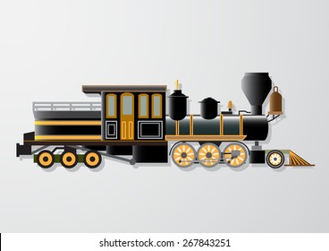vintage stream train locomotive vehicle vector illustrations