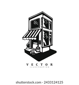 Vintage street cafe vector art illustration