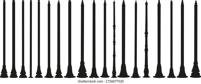 Vintage Street and garden Lamp pole  posts isolated on white background