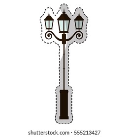 vintage street lamp icon over white background. vector illustration