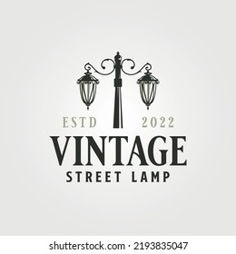 vintage street lamp logo vector symbol illustration design