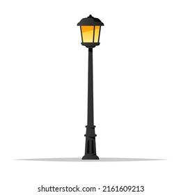 Vintage street lamp post vector isolated illustration