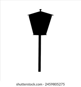 Vintage street lamp silhouette isolated on white background. Street lamp icon vector illustration design.