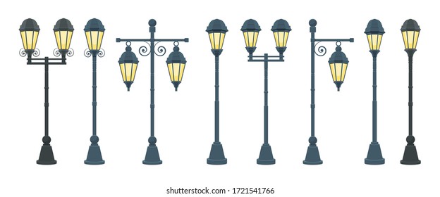 Vintage street lamp vector design illustration isolated on white background