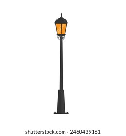 Antiguas streetlamp post Vector ilustración aislada. Diseño plano.