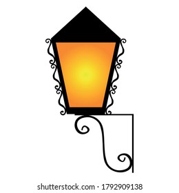 vintage streetlight ornate wall lamp   vector illustration 