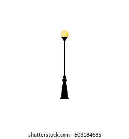 Vintage streetlight symbol. Vector retro object with one lamp isolated on white background