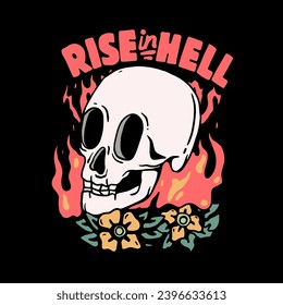 Vintage streetwear summer skull graphic tee design