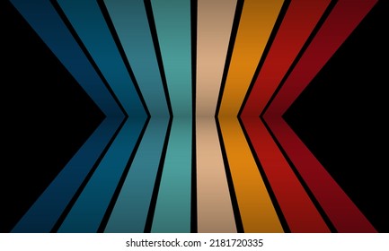 Vintage Striped Backgrounds, afiches, muestras de pancartas, colores retro de los años 1970, 70, 80, 90. líneas de póster de fondo retro vintage de rayas estilo años 70. diseño vectorial de formas gráfico de los años 1980