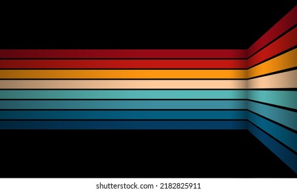 Vintage Striped Backgrounds, afiches, muestras de pancartas, colores retro de los años 1970, 70, 80, 90. líneas de póster de fondo retro vintage de rayas estilo años 70. diseño vectorial de formas gráfico de los años 1980